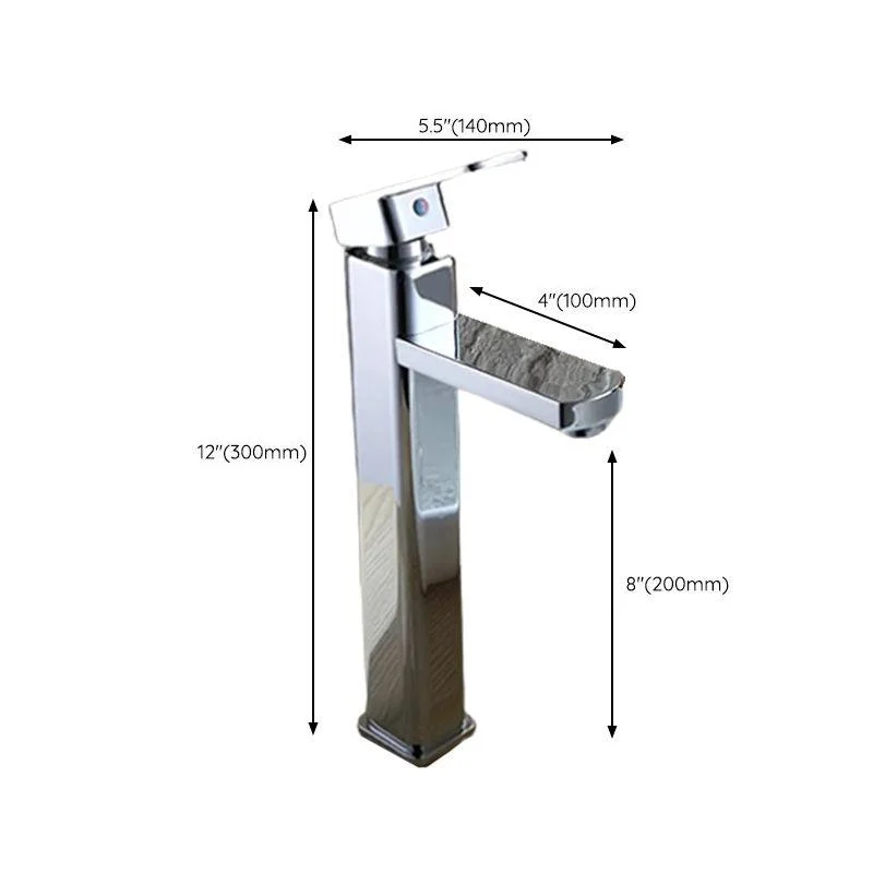 Cubic Chrome Bathroom Tap Low Arc Single Handle Vessel Tap -Bathlova