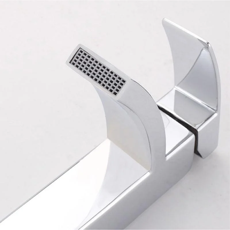 Cubic Chrome Bathroom Tap Low Arc Single Handle Vessel Tap -Bathlova