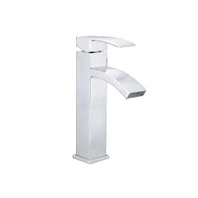 Cubic Chrome Bathroom Tap Low Arc Single Handle Vessel Tap -Bathlova