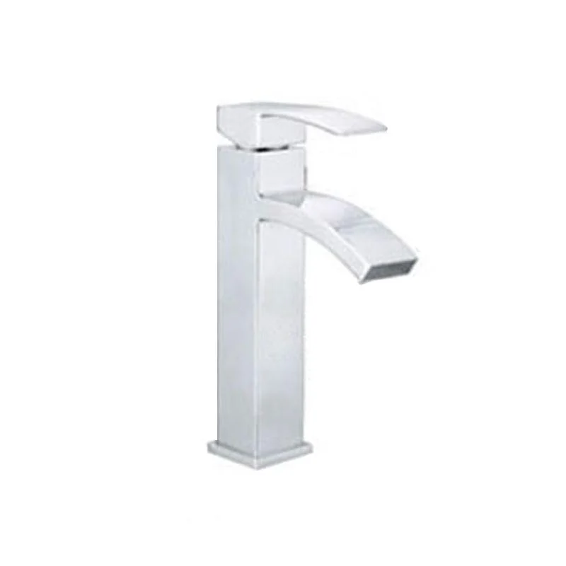 Cubic Chrome Bathroom Tap Low Arc Single Handle Vessel Tap -Bathlova