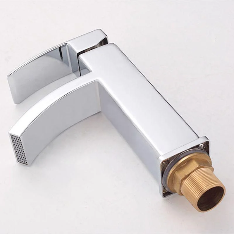 Cubic Chrome Bathroom Tap Low Arc Single Handle Vessel Tap -Bathlova