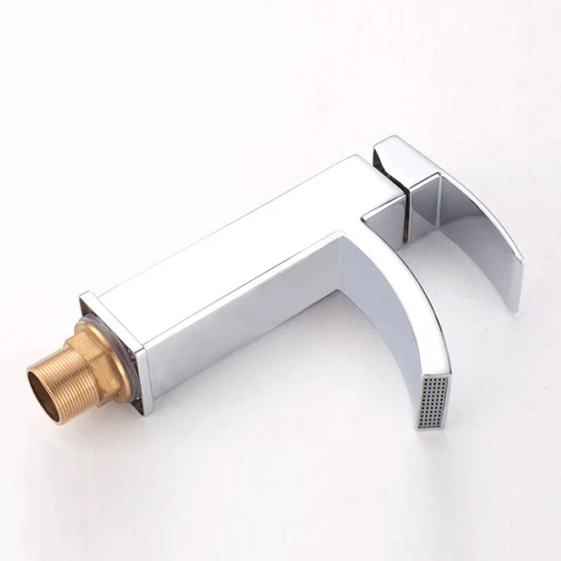 Cubic Chrome Bathroom Tap Low Arc Single Handle Vessel Tap -Bathlova