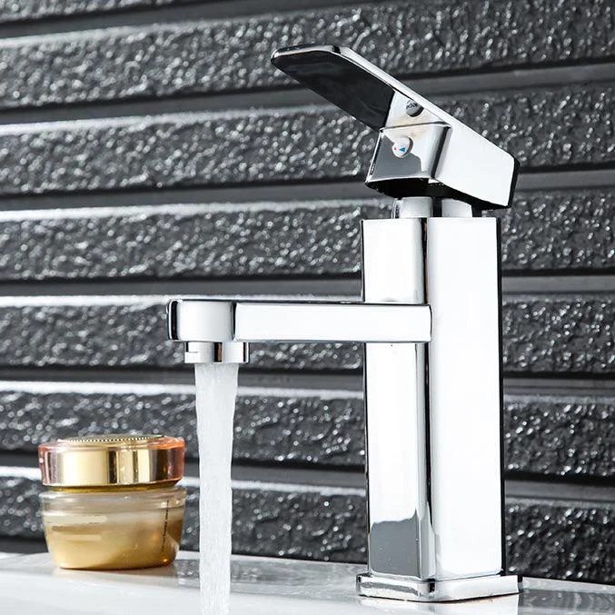 Cubic Vessel Sink Tap Simple Low Arc Bathroom Tap with 1 Hole -Bathlova