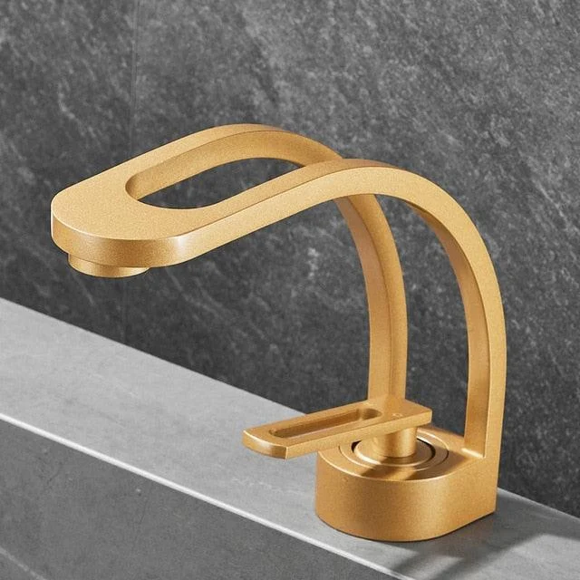 Curved Geometric Bathroom Tap with Single Lever Handle -Bathlova