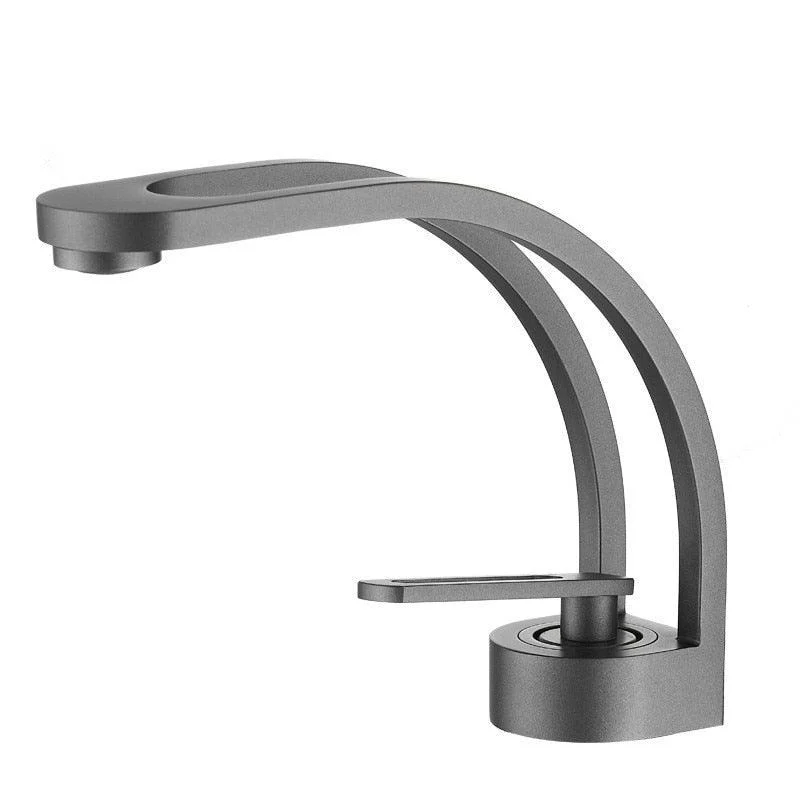 Curved Geometric Bathroom Tap with Single Lever Handle -Bathlova