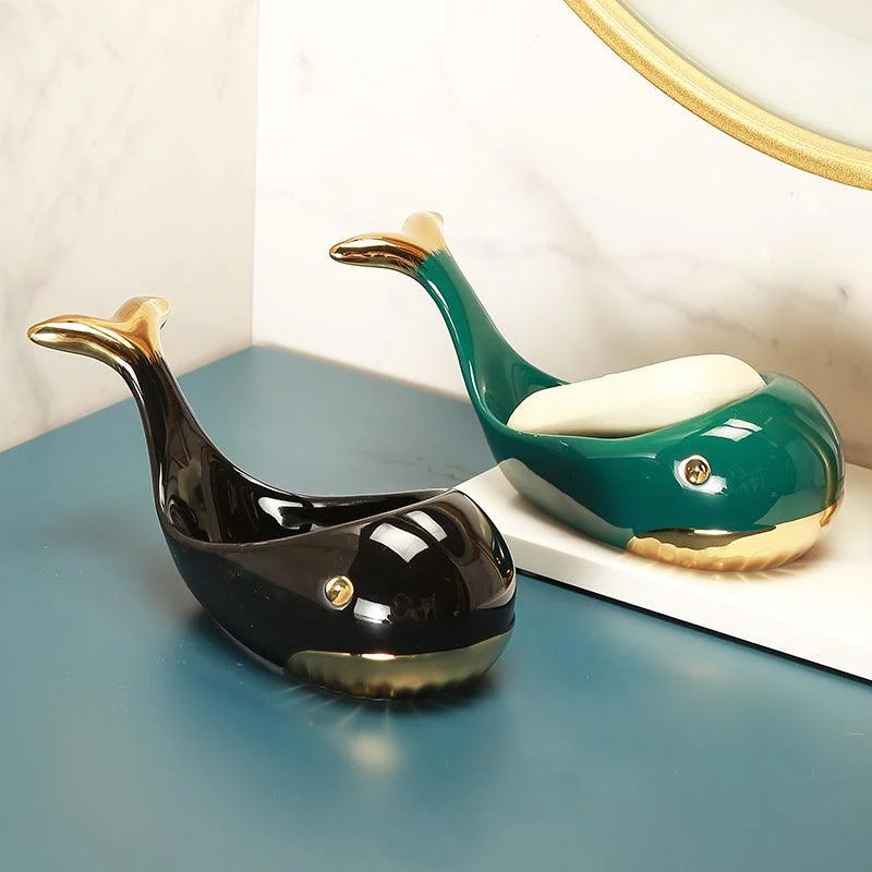 Cute Whale Ceramic Draining Soap Shelves Simple Home Soap Dish Holder -Bathlova