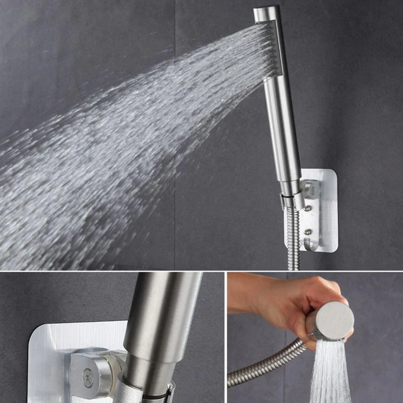 Cylindrical Hand Shower with Self-Cleaning Stainless Steel Wall-Mount Showerhead -Bathlova