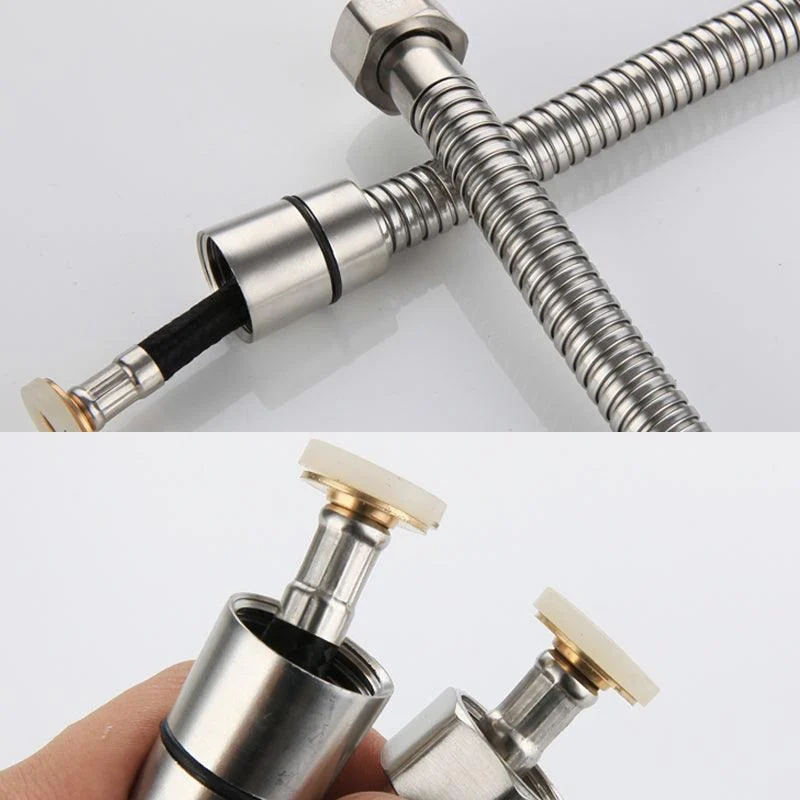 Cylindrical Hand Shower with Self-Cleaning Stainless Steel Wall-Mount Showerhead -Bathlova