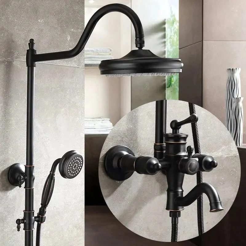 Dark Copper Shower Set Retro Brushed Black Nordic Wind Shower Set -Bathlova