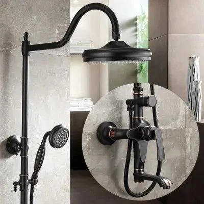 Dark Copper Shower Set Retro Brushed Black Nordic Wind Shower Set -Bathlova