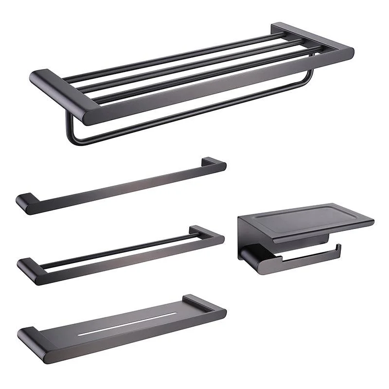 Dark Gray Modern Bathroom Accessory Set Steel Bathroom Accessory Kit -Bathlova