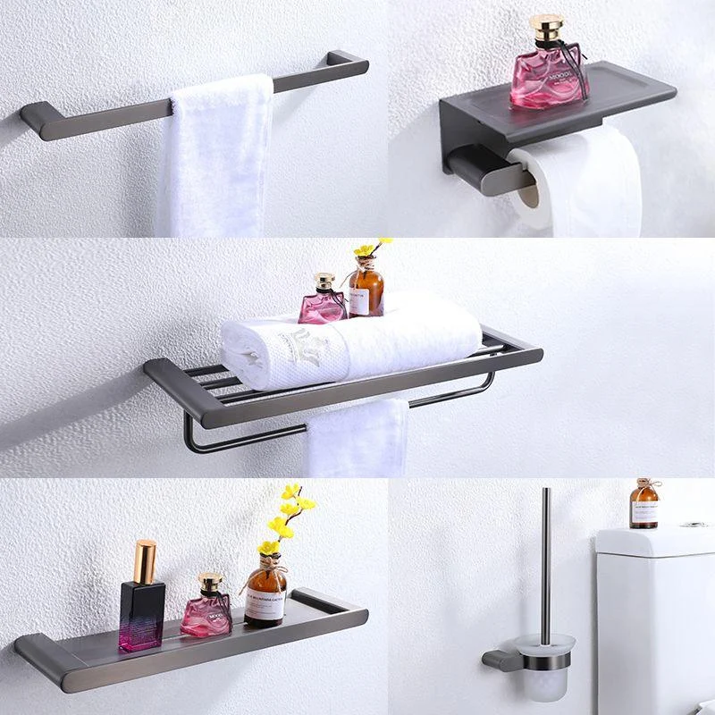 Dark Gray Modern Bathroom Accessory Set Steel Bathroom Accessory Kit -Bathlova