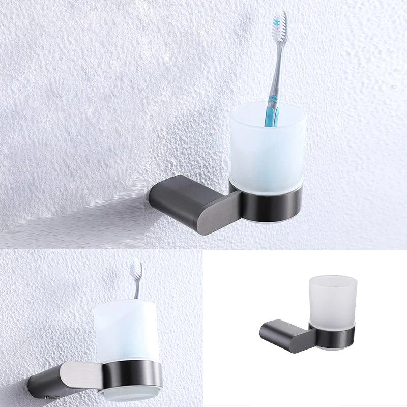 Dark Gray Modern Bathroom Accessory Set Steel Bathroom Accessory Kit -Bathlova