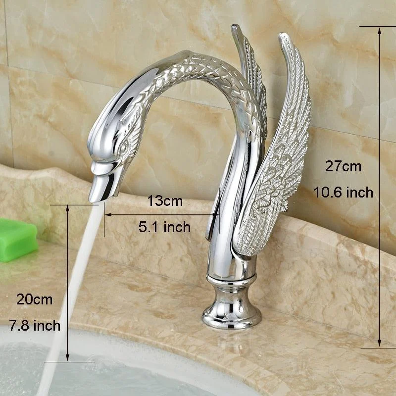 Deck Mount Swan Shape Bathroom 3 Holes Basin Sink Tap Washbasin -Bathlova