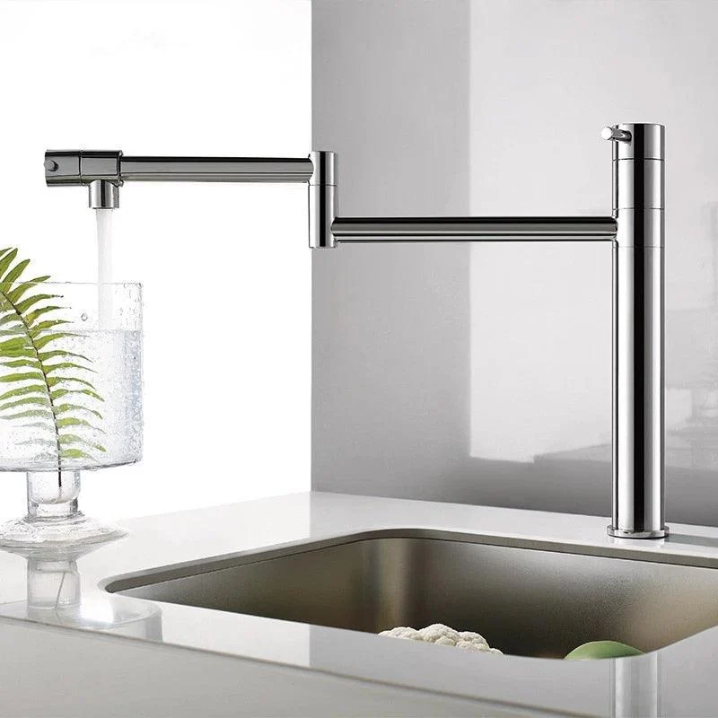 Deck Mounted 360-Degrees Pot Filler Kitchen Sink Tap in Brushed Chrome -Bathlova