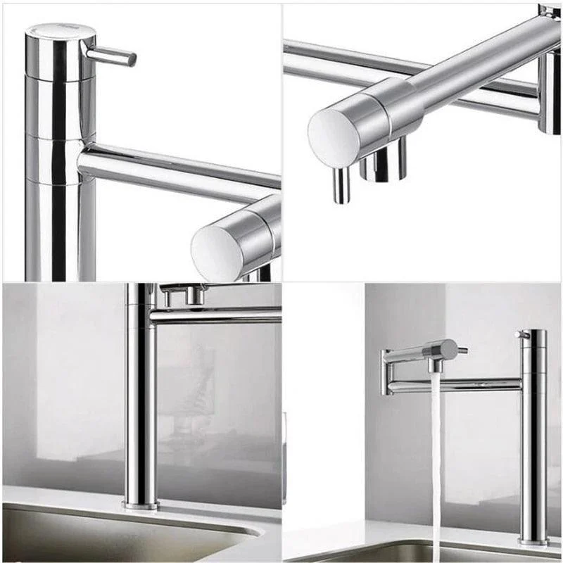 Deck Mounted 360-Degrees Pot Filler Kitchen Sink Tap in Brushed Chrome -Bathlova