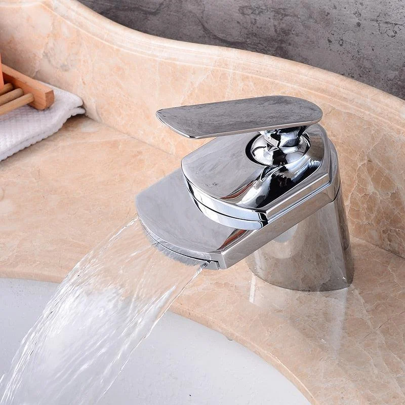 Deck Mounted Basin waterfall Tap Mixer Sink Tap Brass Brushed Taps -Bathlova