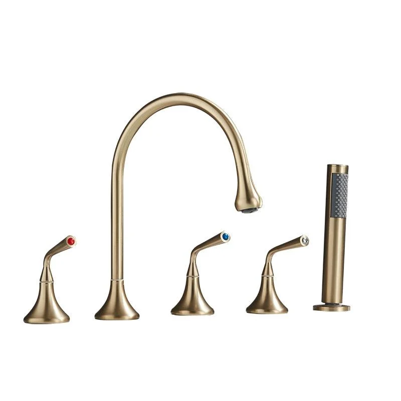 Deck-Mounted Bathtub Tap 5 Hole With Spray Brass Shower Tap -Bathlova