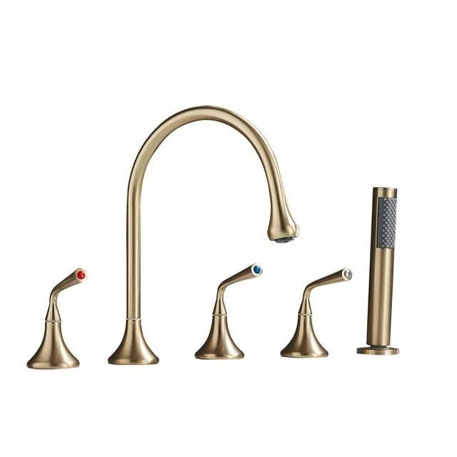 Deck-Mounted Bathtub Tap 5 Hole With Spray Brass Shower Tap -Bathlova