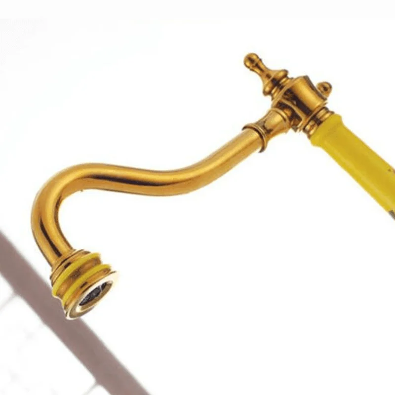 Deck Mounted Brass Ceramic Kitchen Tap with Single Handle -Bathlova