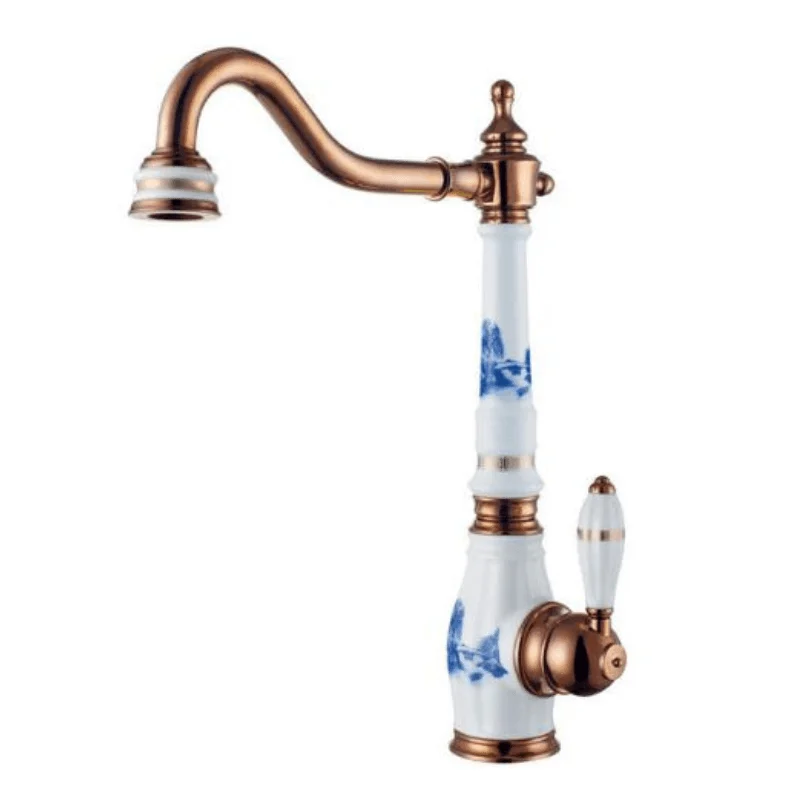 Deck Mounted Brass Ceramic Kitchen Tap with Single Handle -Bathlova