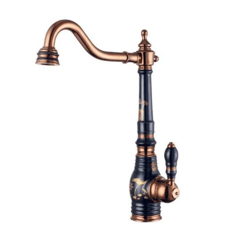 Deck Mounted Brass Ceramic Kitchen Tap with Single Handle -Bathlova