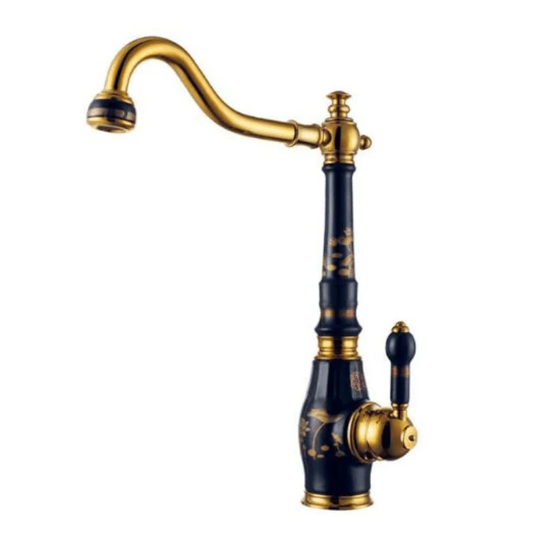 Deck Mounted Brass Ceramic Kitchen Tap with Single Handle -Bathlova