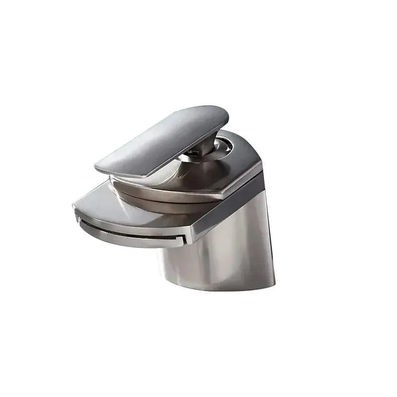 Deck Mounted Brushed Nickel Waterfall Bathroom Sink Tap -Bathlova