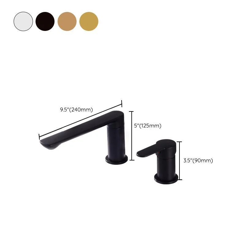 Deck Mounted Copper Freestanding Tub Filler Low Arc Roman Tub Tap Set -Bathlova