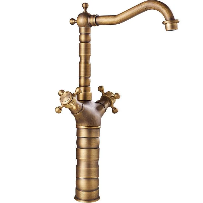 Deck Mounted Copper Roman Tub Tap Double Handles Roman Tub Tap Set -Bathlova