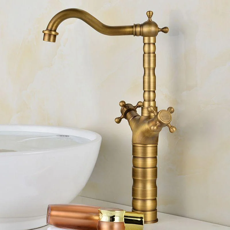 Deck Mounted Copper Roman Tub Tap Double Handles Roman Tub Tap Set -Bathlova