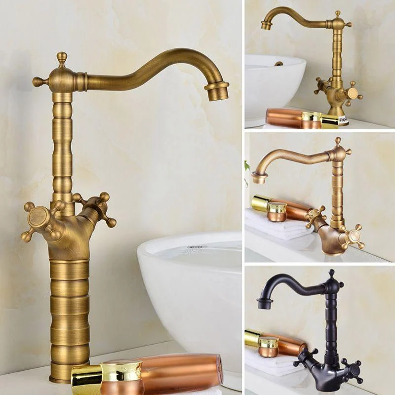 Deck Mounted Copper Roman Tub Tap Double Handles Roman Tub Tap Set -Bathlova