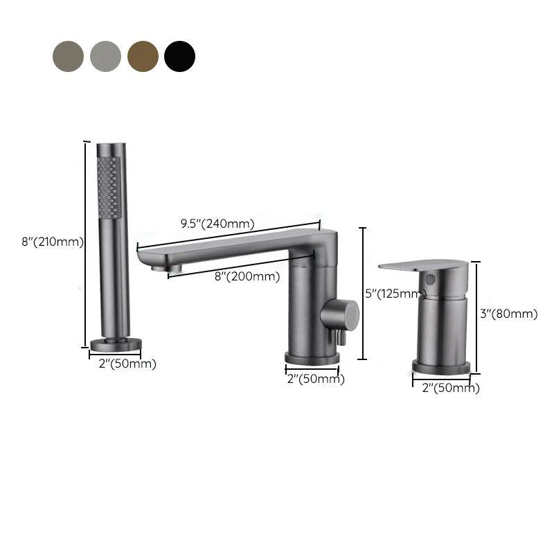 Deck Mounted Copper Roman Tub Tap Low Arc Roman Freestanding Tap -Bathlova