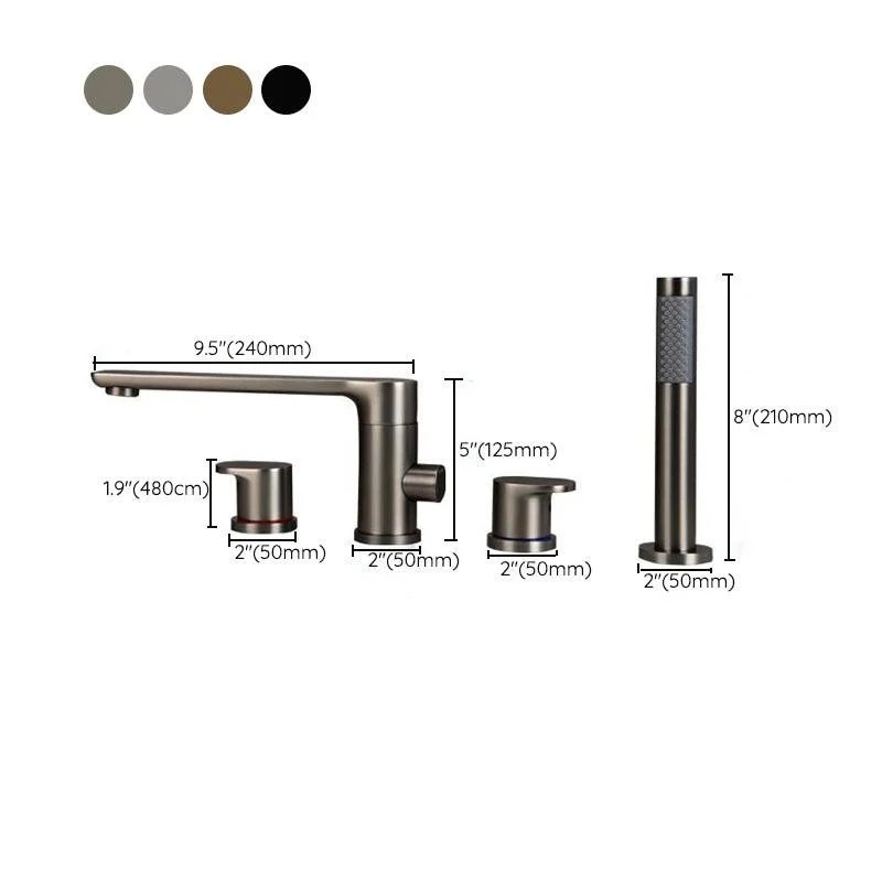 Deck Mounted Copper Roman Tub Tap Low Arc Roman Freestanding Tap -Bathlova