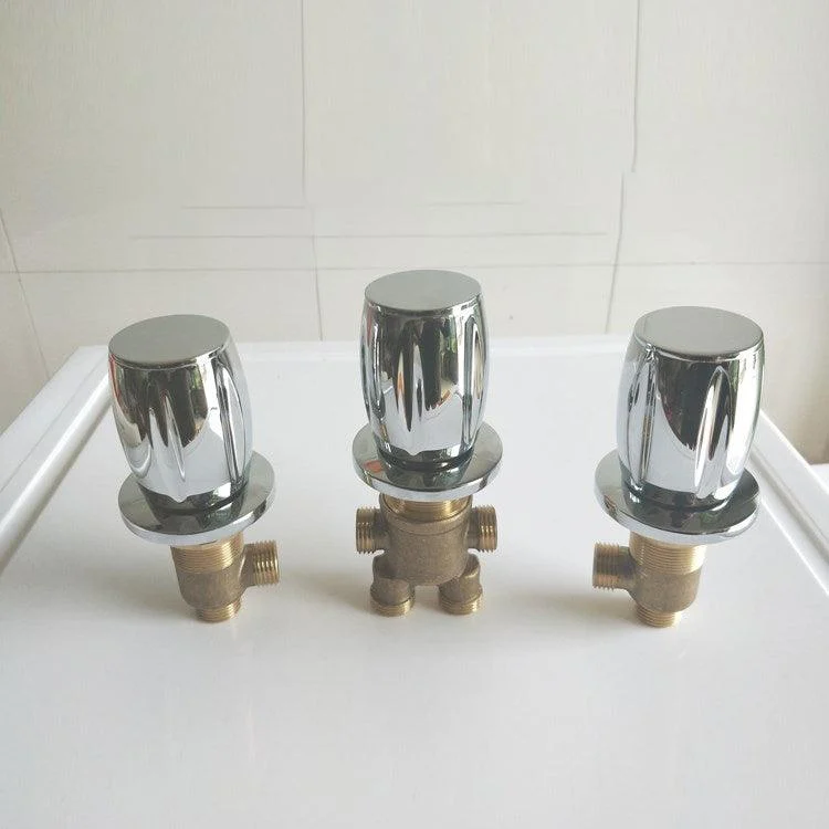 Deck Mounted Copper Roman Tub Tap Low Arc Roman Tub Tap Set in Chrome -Bathlova