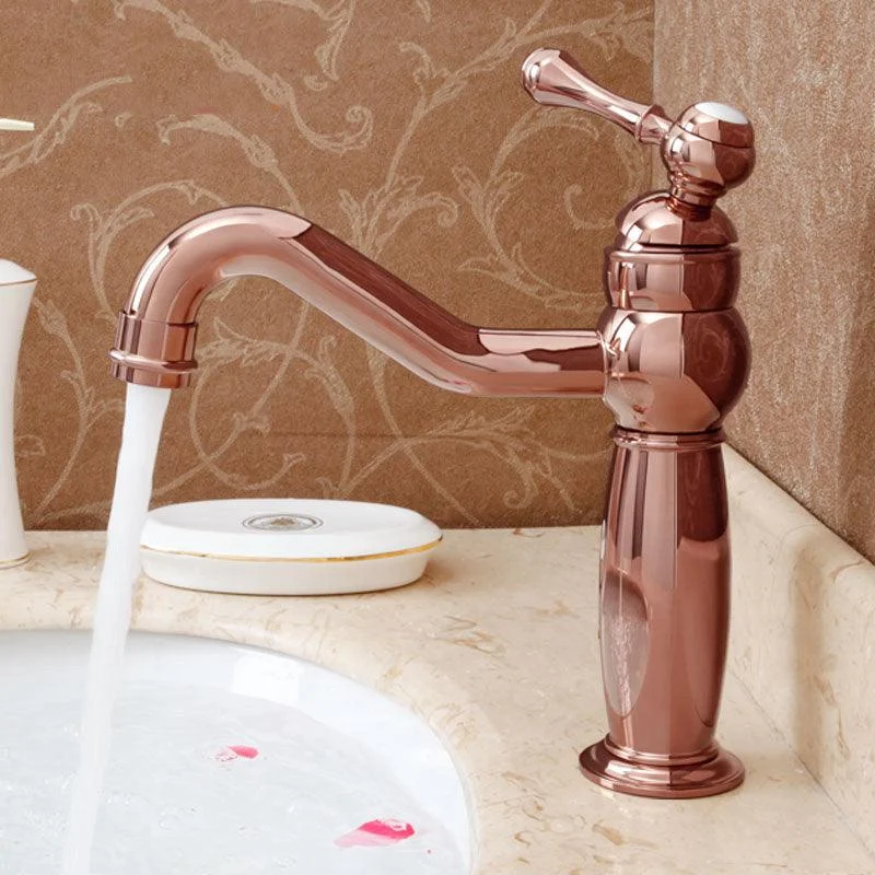 Deck Mounted Copper Roman Tub Tap Low Arc Rotatable Roman Tub Tap Set -Bathlova