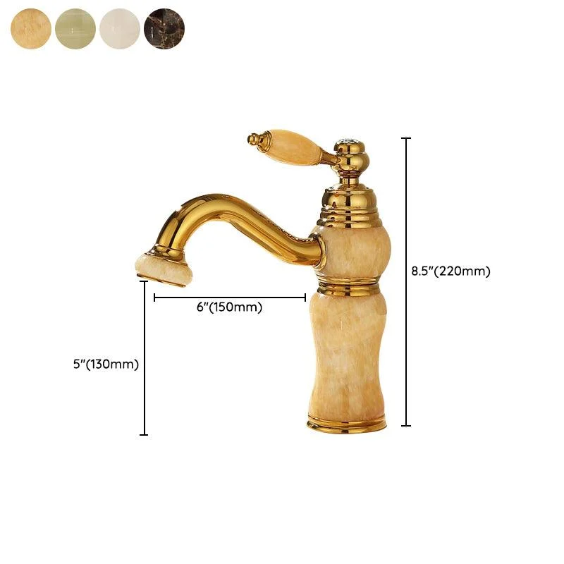 Deck Mounted Copper Tub Tap Low Arc Roman Tub Tap Set with Jade -Bathlova