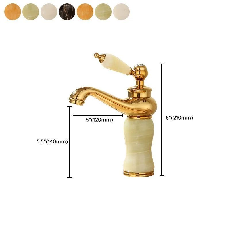 Deck Mounted Copper Tub Tap Low Arc Roman Tub Tap Set with Jade -Bathlova