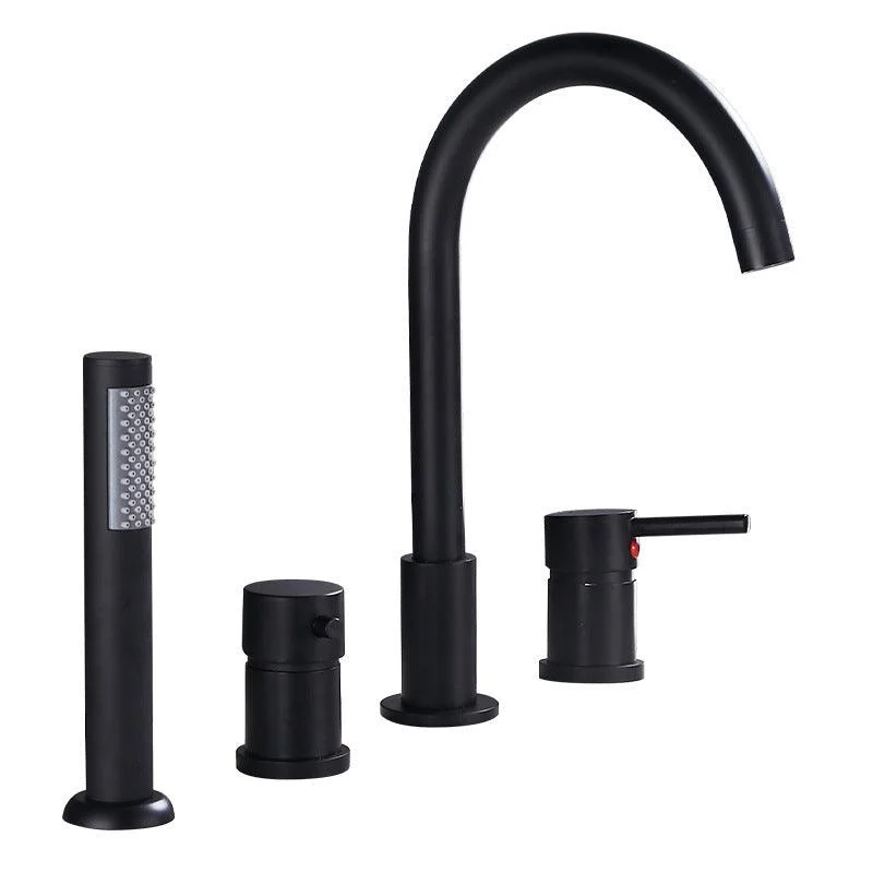 Deck Mounted Metal Roman Tub Tap Low Arc Roman Tub Tap Set -Bathlova