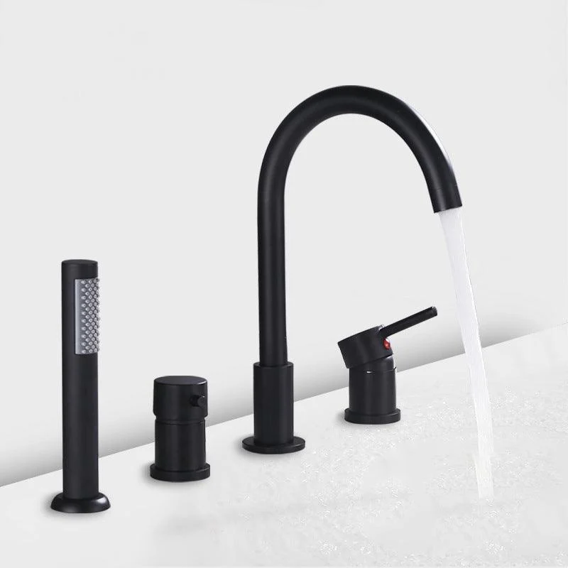 Deck Mounted Metal Roman Tub Tap Low Arc Roman Tub Tap Set -Bathlova