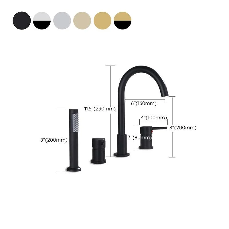 Deck Mounted Metal Roman Tub Tap Low Arc Roman Tub Tap Set -Bathlova