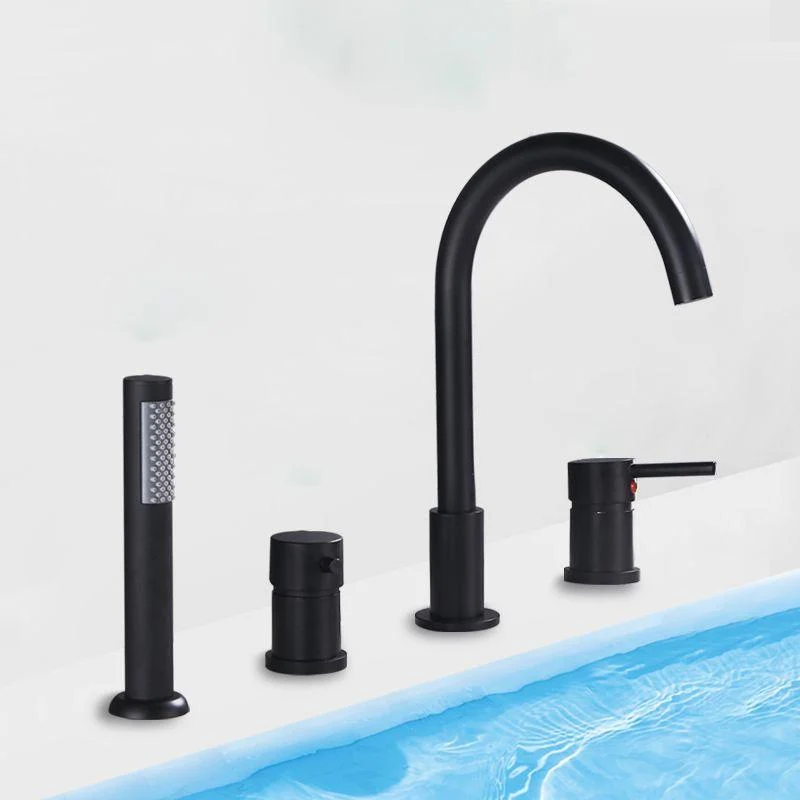 Deck Mounted Metal Roman Tub Tap Low Arc Roman Tub Tap Set -Bathlova