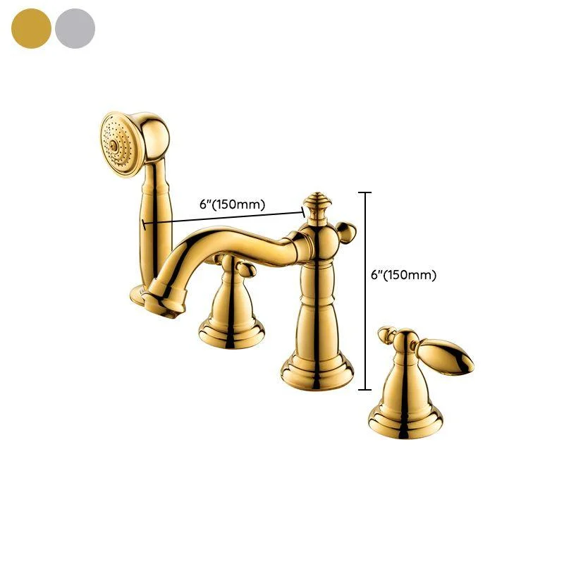 Deck Mounted Roman Tub Tap Bronze Low Arc Roman Tub Tap Set -Bathlova