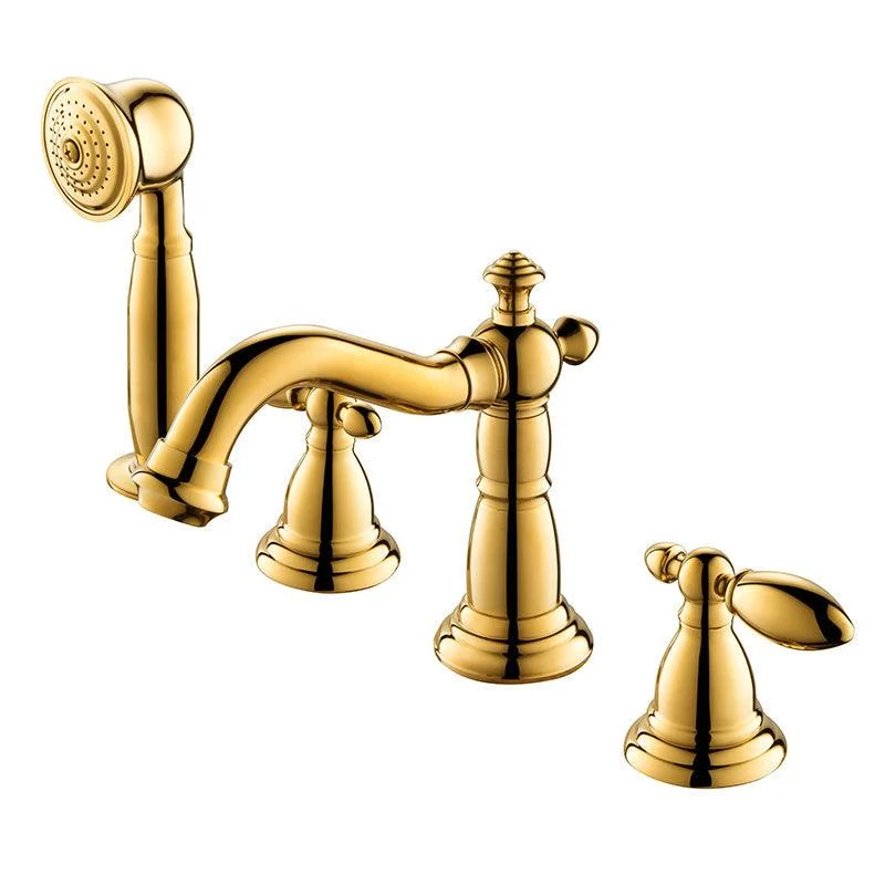 Deck Mounted Roman Tub Tap Bronze Low Arc Roman Tub Tap Set -Bathlova