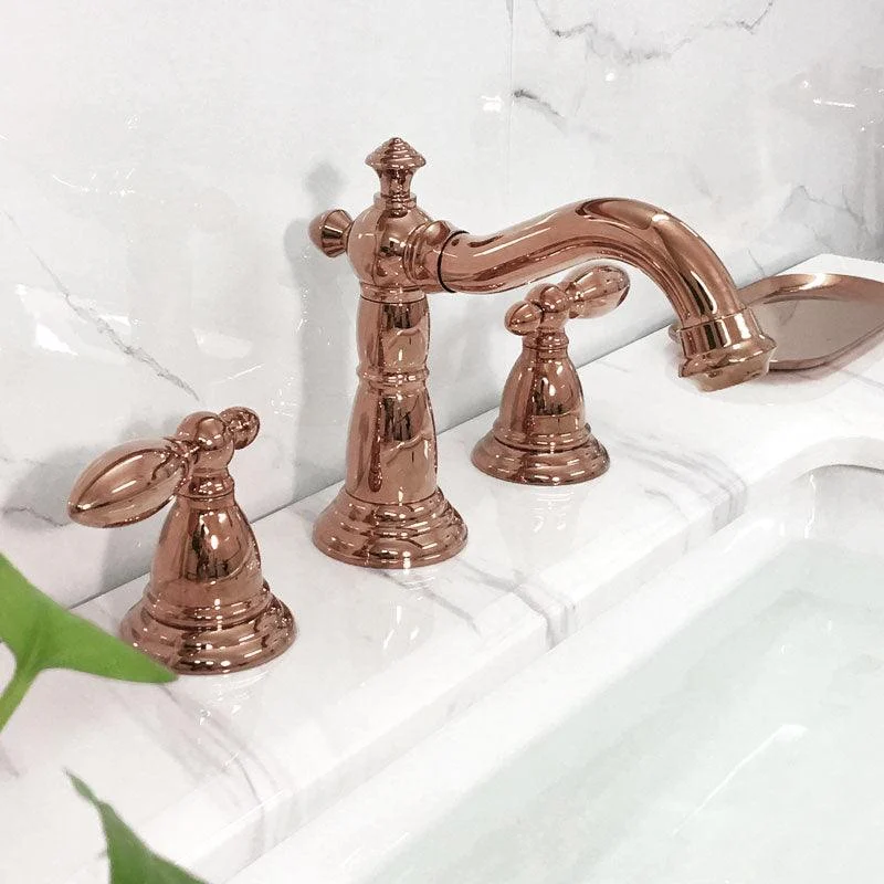 Deck Mounted Roman Tub Tap Low Arc Copper Roman Tub Tap Set -Bathlova