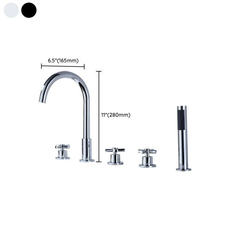 Deck Mounted Roman Tub Tap Low Arc Roman Tub Tap Set with Hand Shower -Bathlova