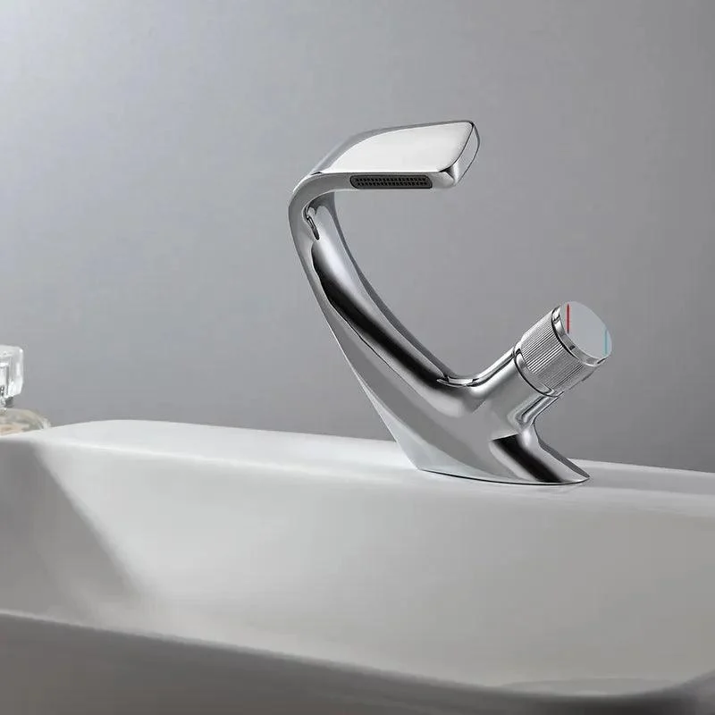 Deck Mounted Waterfall Bathroom Tap with Single Handle Polished Chrome -Bathlova