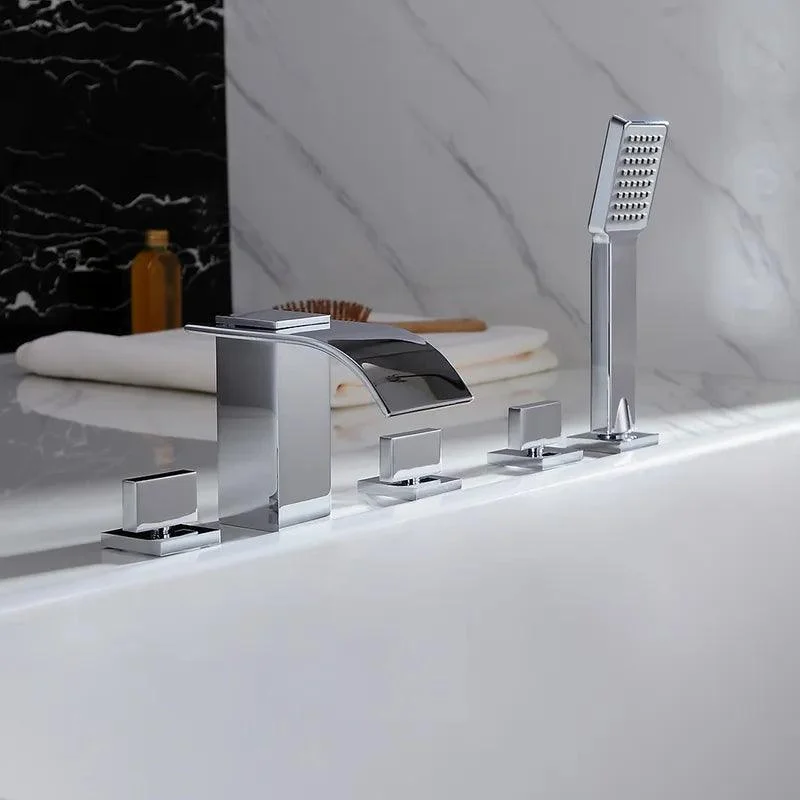 Deck Mounted Waterfall Roman Tub Filler Bathtub Tap -Bathlova