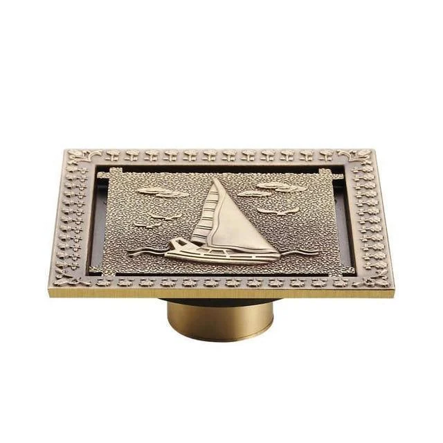 Decorative Brass Bathroom Floor Waste Drain, Square Shower Floor Drain -Bathlova
