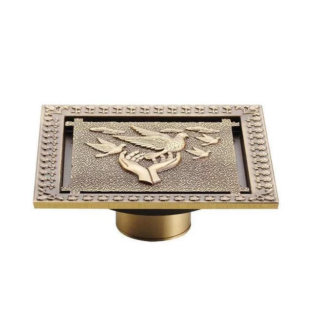 Decorative Brass Bathroom Floor Waste Drain, Square Shower Floor Drain -Bathlova